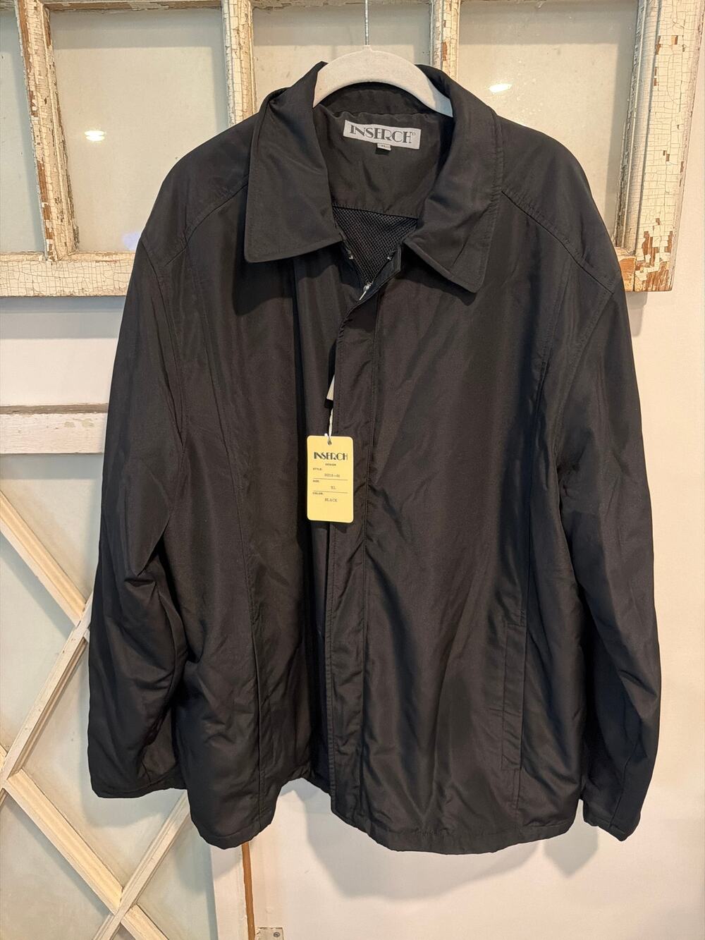 NWT Inserch size XL men’s black lined windbreaker jacket